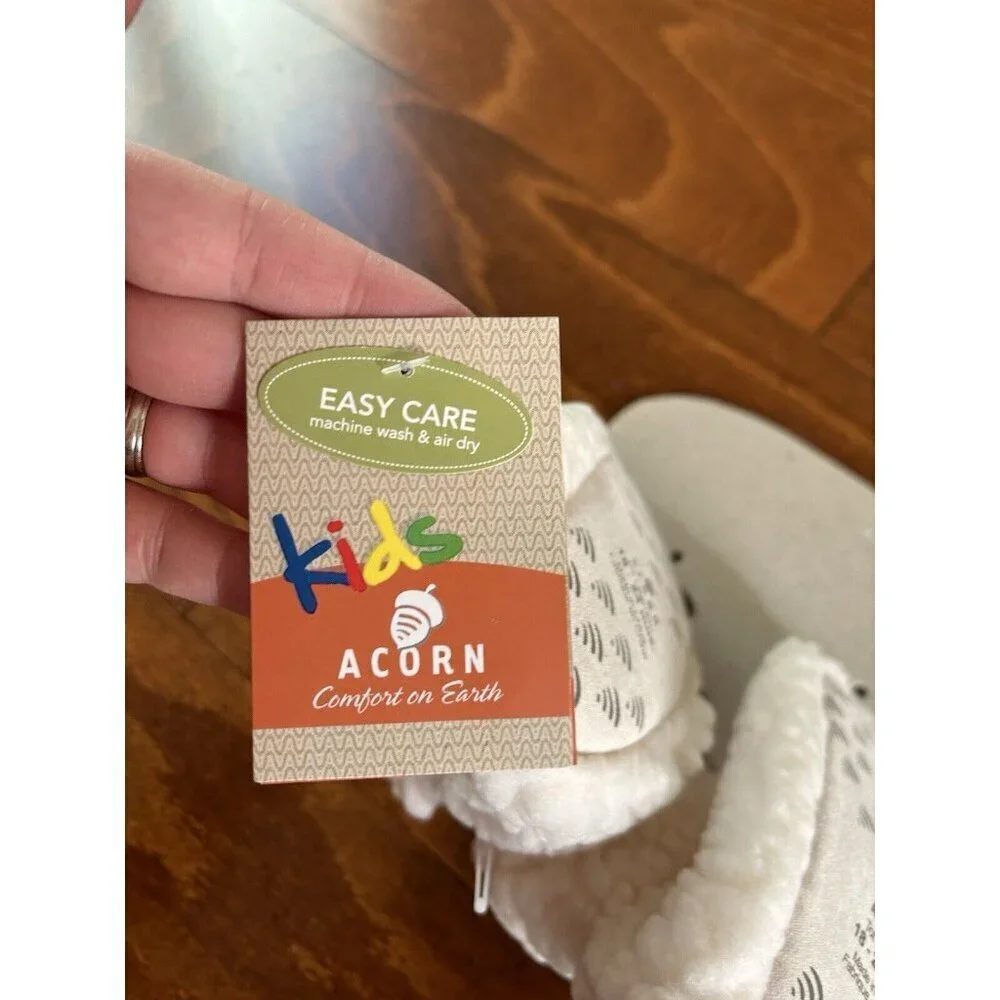 Acorn tots Unisex Little Kids Baby 18-24 Cream Popcorn Baby Booties Slippers NEW